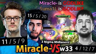 When MIRACLE and SUMAIL went GOD MODE against W33, 3 NIGMA Midlaners BATTLE