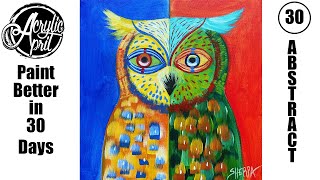 Acrylic April Day 30: Abstract Owl | Beginner Acrylic Tutorial