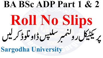 BA BSc ADP Part 1 & 2 Annual 2022 Exams Practical Roll No Slips | Sargodha University Official