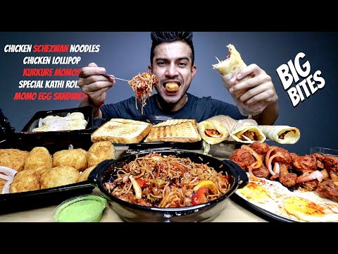 Kurkure Momo, Chicken Noodles, Momo Egg Sandwich, Chicken Lollipop, Special Kathi Rolls MUKBANG