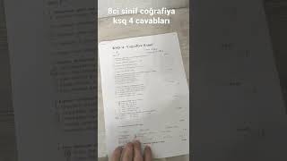 8ci sinif coğrafiya ksq 4 cavabları ilə #shorts #youtubeshorts #school