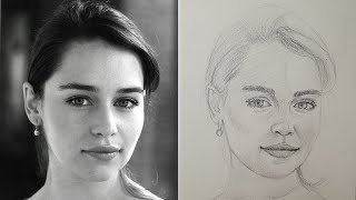 how to draw a Face #emiliaclarke   - Portrait Drawing Tutorial