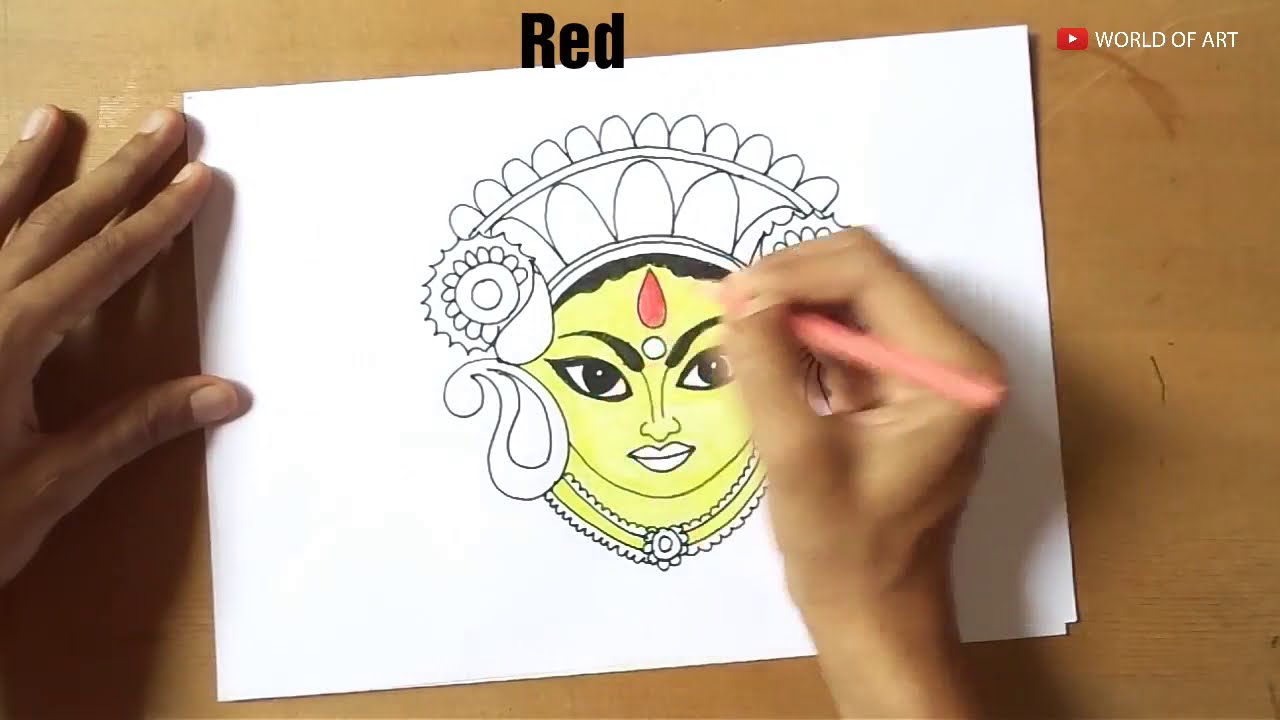 How to draw Maa Durga Face Step by Step - YouTube