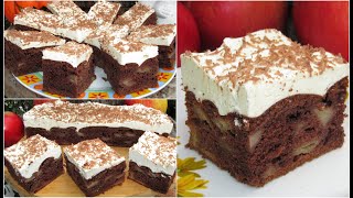 Delicious and easy cake with apples and cream-you must try