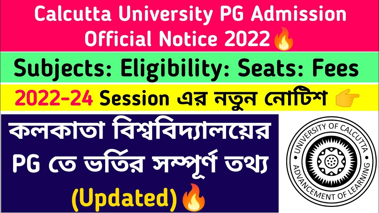Calcutta University PG Admission Portal 2022-24🔥Updated Notice ...