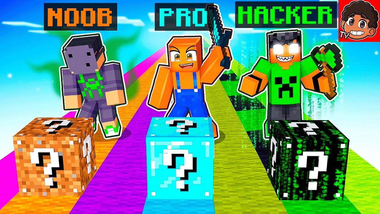 Corrida LUCKY BLOCK NOOB vs PRO vs HACKER no MINECRAFT!