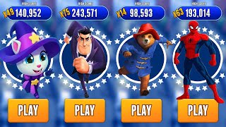 Talking Tom Gold Run vs Paddington Run vs Subway Spider Run vs Agent Dash (Android,Ios) screenshot 5