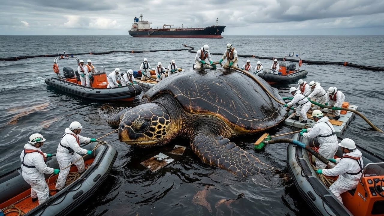 Спасательная операция в океане: спасение морской черепахи, гигантского морского льва и ската-мант...