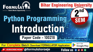 Python Programming BEU 2nd Semester Introduction