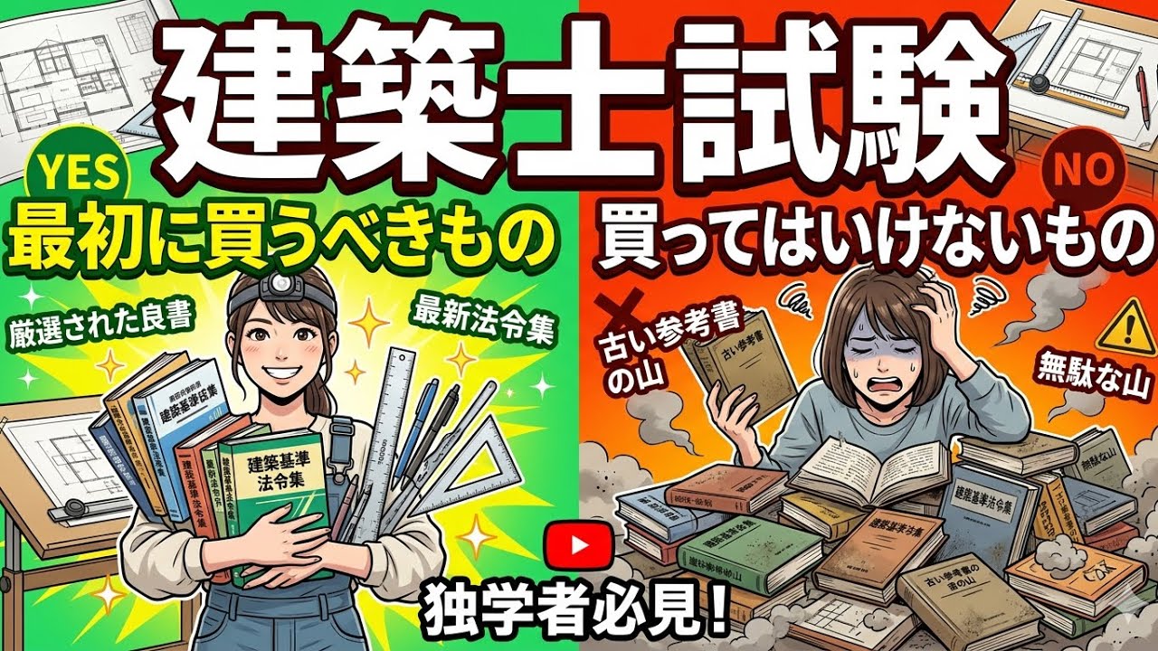 建築士試験に独学で挑む人が最初に買うべきものと、買ってはいけない
