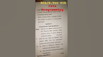 BCA 5th semester paper| BCA Java programming paper | BCA B.VOC fifth semester paper