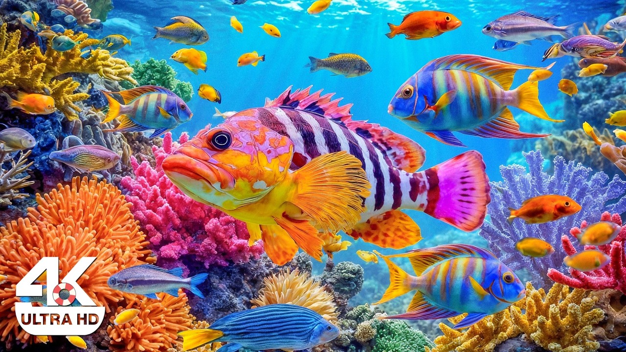 Deep Ocean Calm 4K 🌊 Colorful Reef Fish and Gentle Ocean Creatures for Sleep