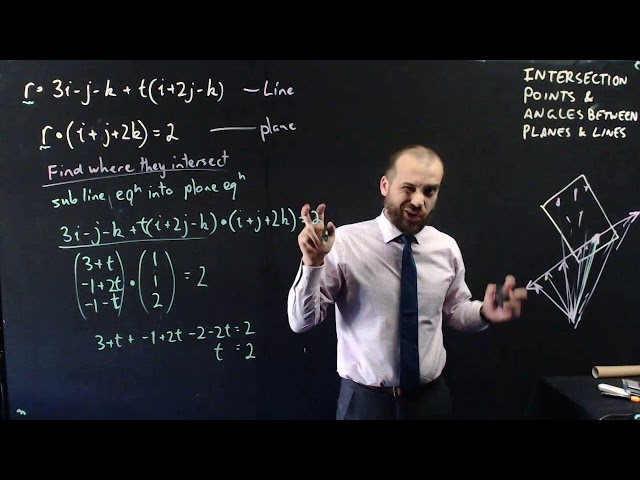 Vectors Intersection points between lines and planes and the angle between a line and a plane