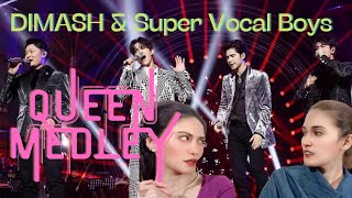 Our reaction to Dimash Kudaibergen & The Super Vocal Boys’ “Queen Medley” | What can’t he do!!?? 🤯