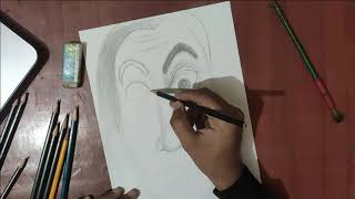 Money heist mask drawing | how to draw mask | netflix series | learn to draw freehand by bobbyart4u