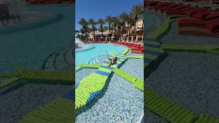 It loves swimming 🙂‍↕️🦎 #craft #diy taking my giant 40 ft pool noodle lizard swimming