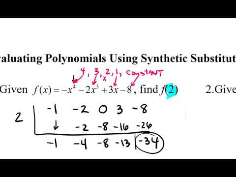3-7 Evaluating Polynomials By Synthetic Substitution - YouTube