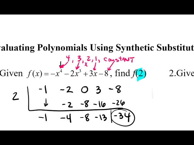 3-7 Evaluating Polynomials By Synthetic Substitution - YouTube