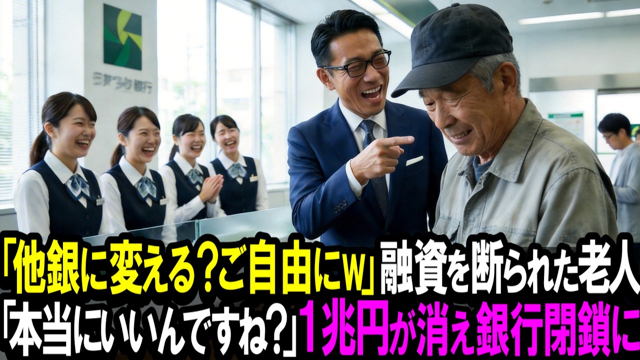 【スカッと】「他銀に変える？ご自由にw」融資を断られた老人。「本当にいいんですね？」１兆円が消え銀行閉鎖に。【シニア】
