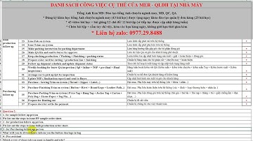 Danh sách công việc cụ thể của Merchandiser - Quản lý đơn hàng làm việc tại nhà máy