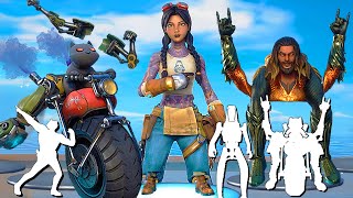 FORTNITE ALL BUILT-IN DANCES & EMOTES with Battle Pass Skins (Meowscles doing Go CAT Go)
