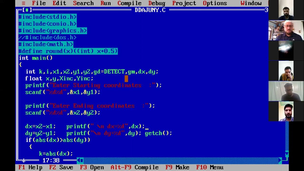 DDA line Drawing Algorithm: C Program implementation - YouTube