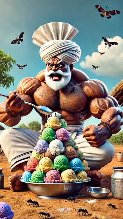 Farmer Eats Ants with Ice Cream 🍦🕷️ | 🔥 Shocking Stomach Disaster! 😱🚑 #shorts #ai #farmer #aunts