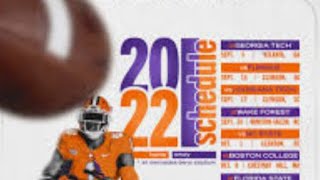 CLEMSON TIGERS  2022 COLLEGE FOOTBALL SCHEDULE PREVIEW