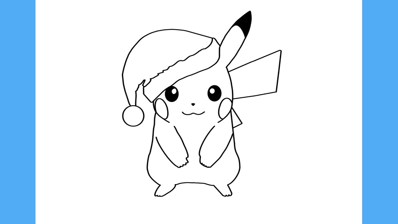 Desenhos para colorir de Pokémon Pikachu usando um chapéu