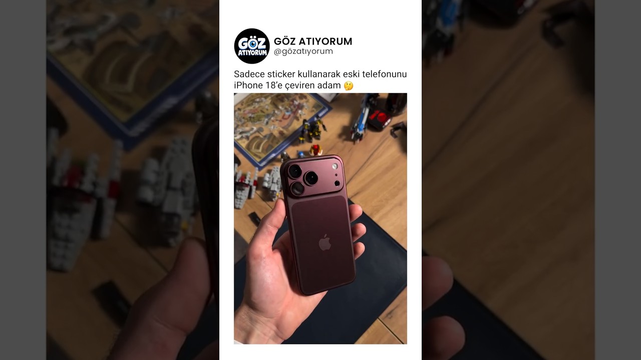 Sadece sticker kullanarak eski telefonunu iPhone 18'e çeviren adam 🤔