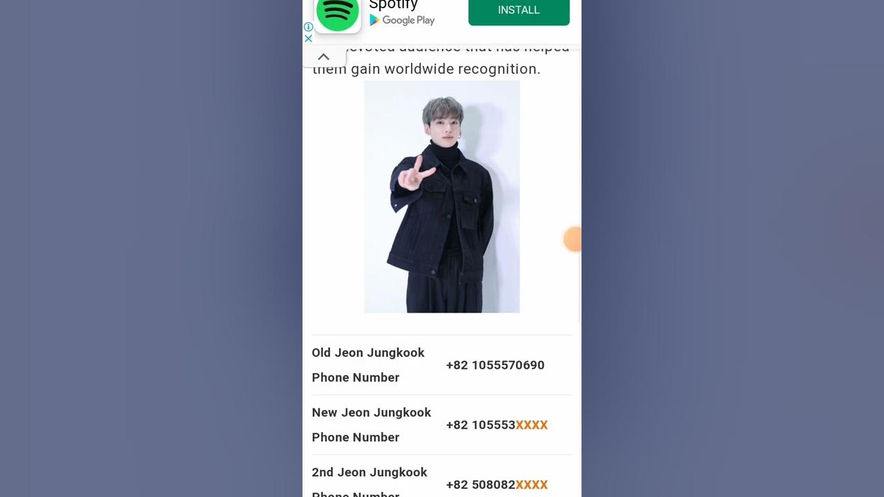 Jungkook Phone Number YouTube