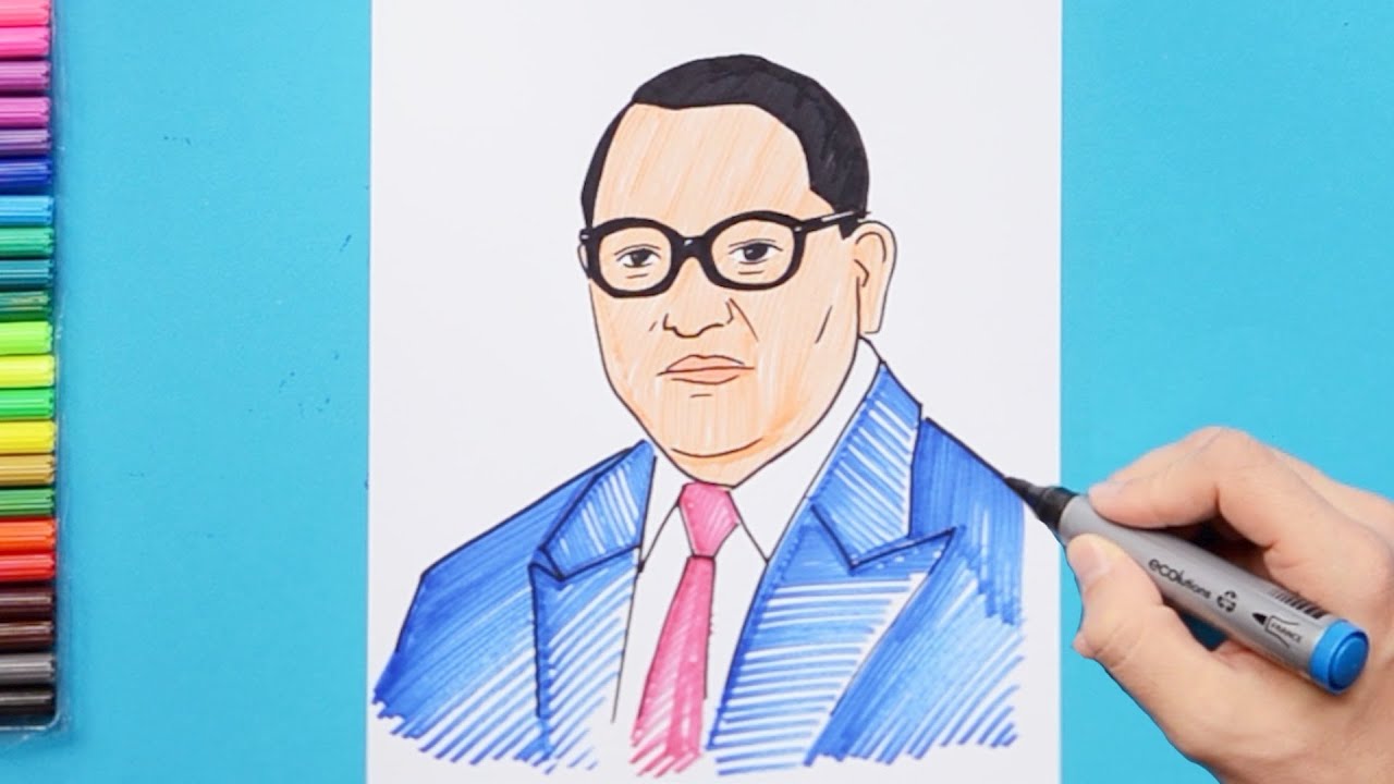 How to draw Dr. B.R. Ambedkar - YouTube