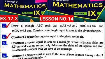 9th CLASS MATH | LESSON NO:14 | EX.17.3 Q.3&4 | practical geometry triangles |