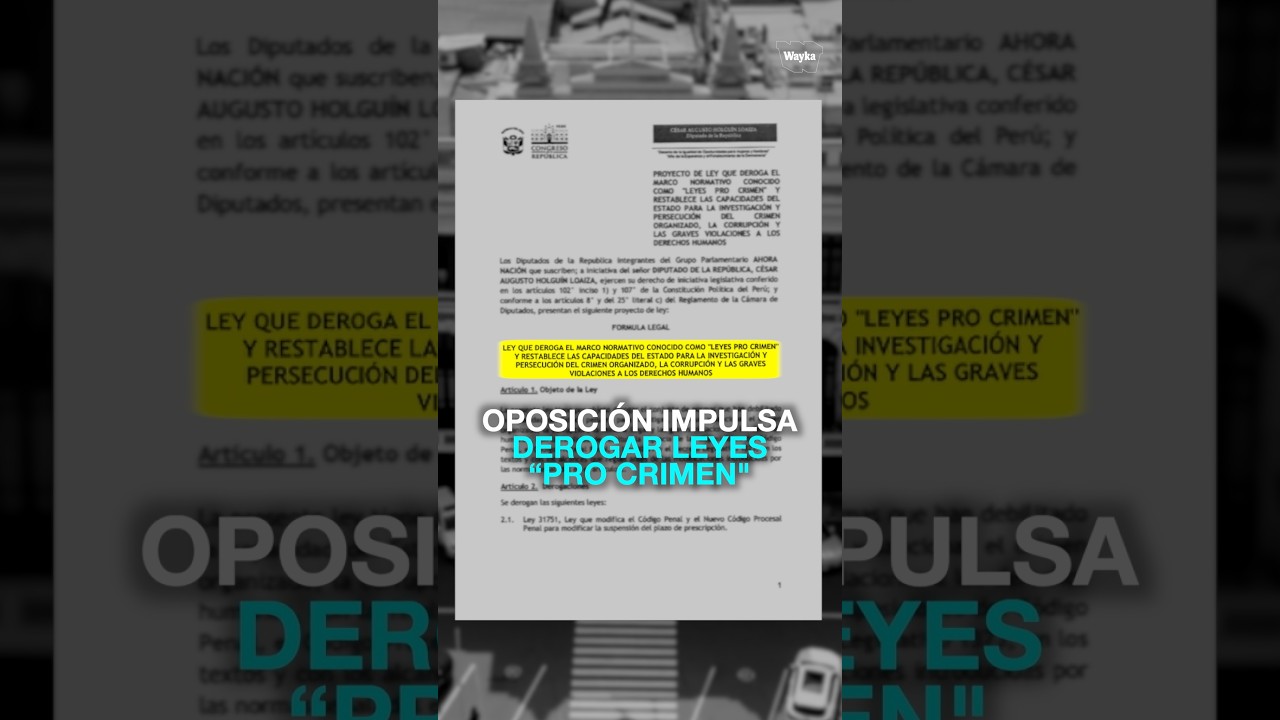 Oposición impulsa derogar "leyes pro crimen"