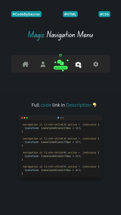 Magic Navigation Menu Using HTML, CSS & JavaScript! #webdevelopment # ...