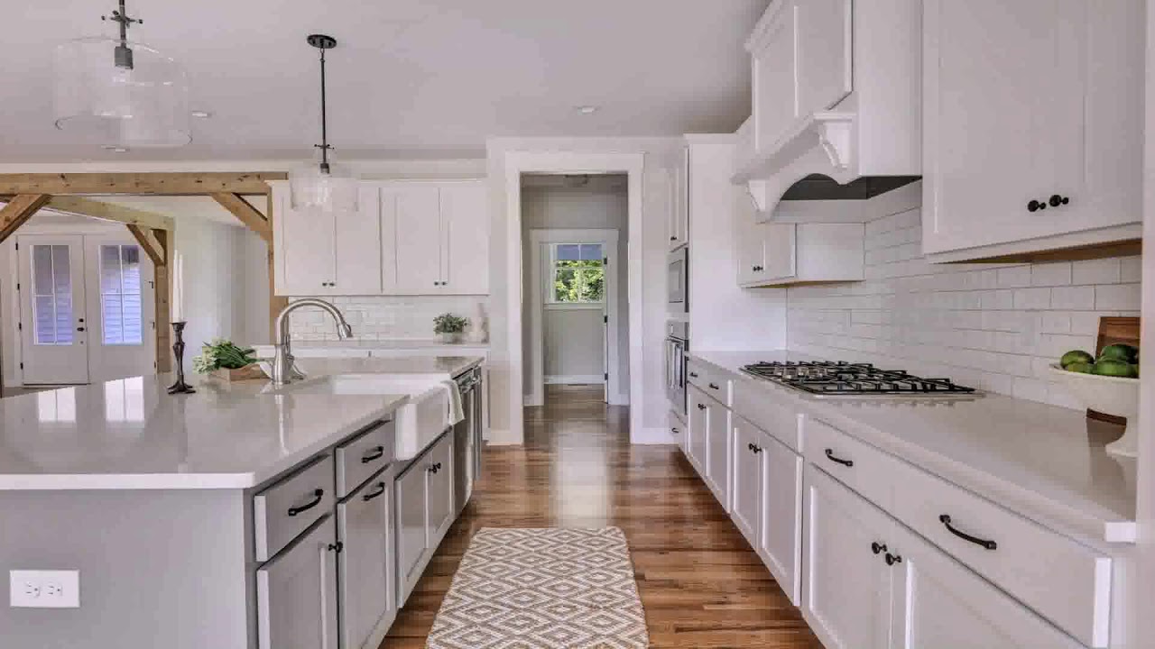 White Kitchen Cabinets With White Island - YouTube