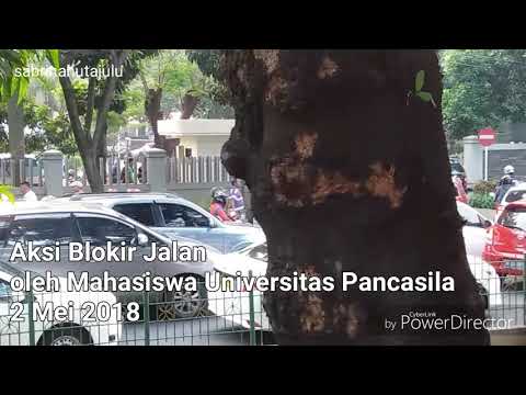 Aksi Blokir Jalan Oleh Mahasiswa Universitas Pancasila