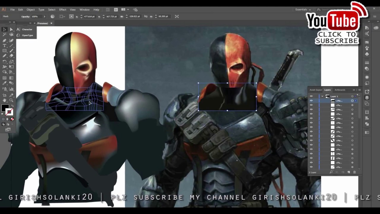 Adobe Illustrator Mesh Tool Tutorial 02 | Using the mesh tool (Creating ...