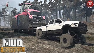 SpinTires Mud Runner: Can This Cummins Tow This MASSIVE CASE TRACTOR? screenshot 4