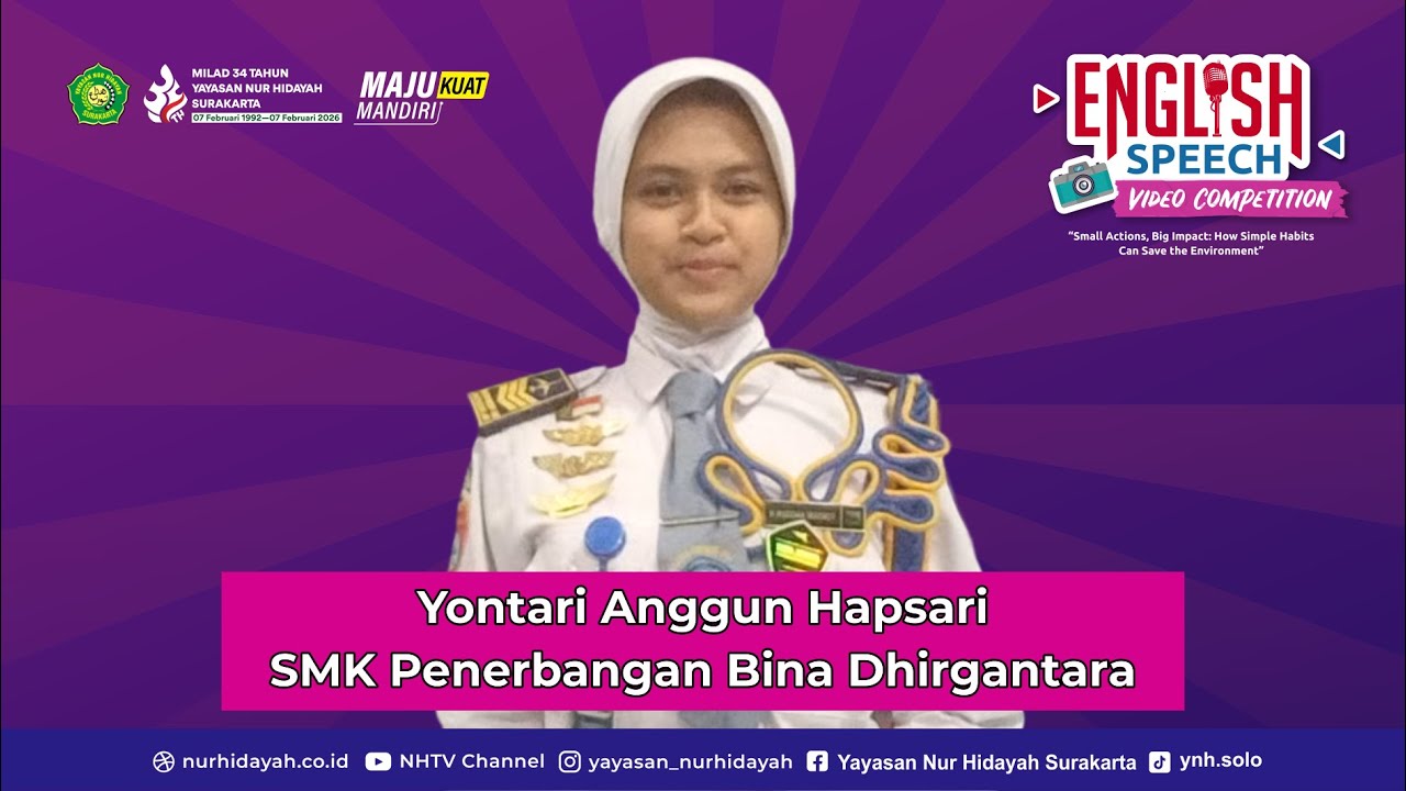 Yontari Anggun Hapsari - SMK Penerbangan Bina Dhirgantara | English Speech Video Competition