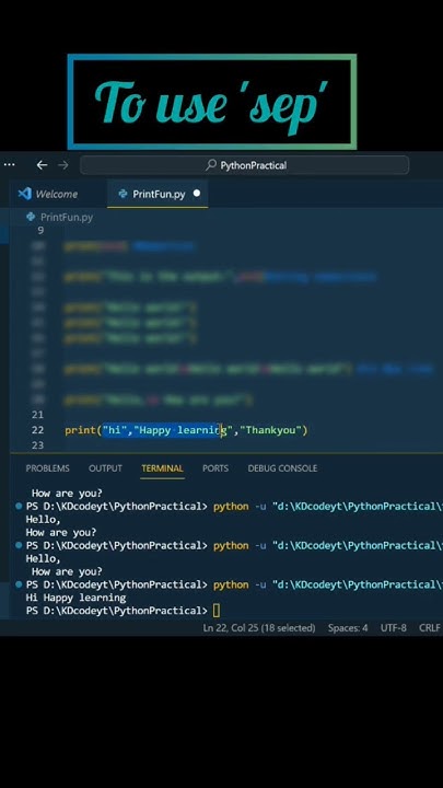 𝐒𝐞𝐩 parameter in print() pyton|Default sep value is#python #2024 #print ...