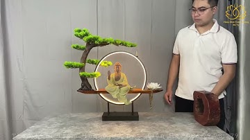 Thác Đốt Trầm Hương Phật A Di Đà - Đèn Led Cây Tiểu Cảnh Cao Cấp