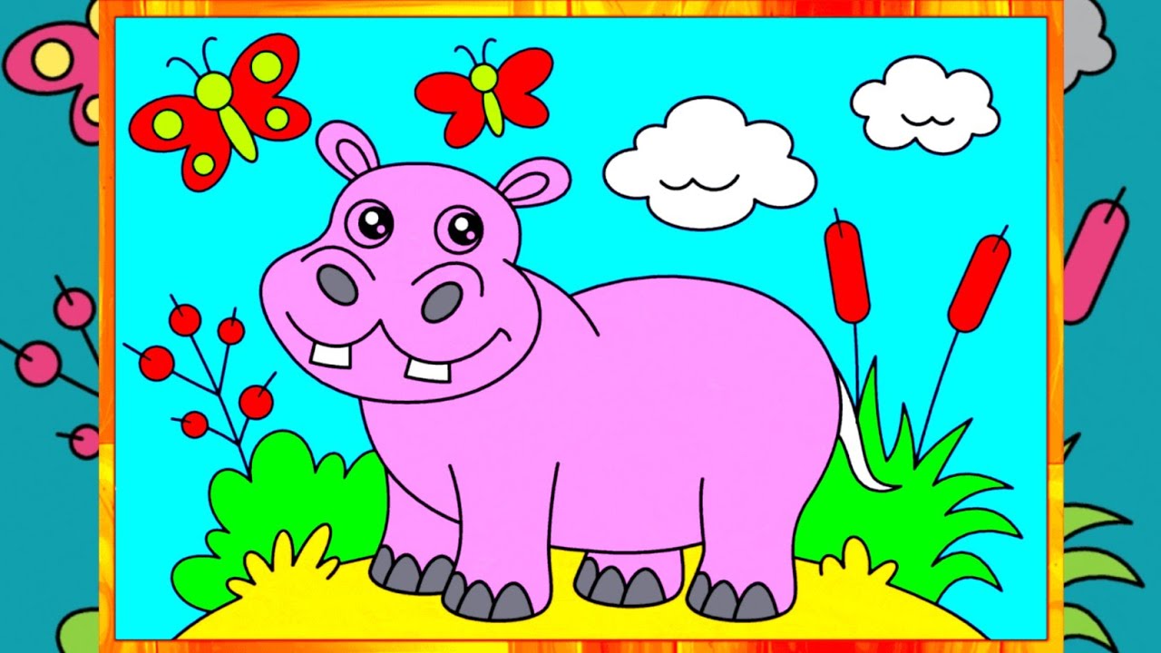 A Pink Hippo Drawing 🎨