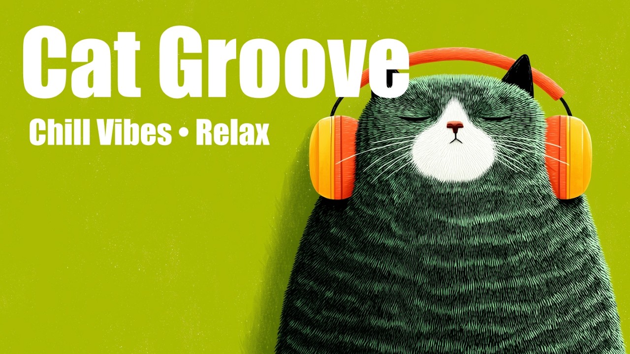 GROOVE • Cozy Cat Listening to Music • Chill Groove Pop & Jazzhop Mix • Study, Work, Relax