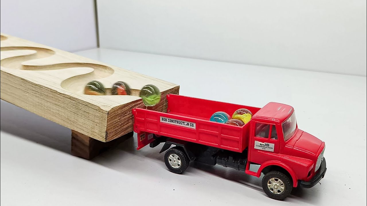 Marble Run Race Marbles Load In Dump Truck 🚛 wooden Marble Run Track Marble ASMR Zone