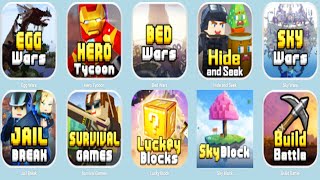 Gameplay - EggWars,BedWars,BuildBattle,Lucky Block,Sky Wars,Survival Games,Hide and Seek,Hero Tycoon
