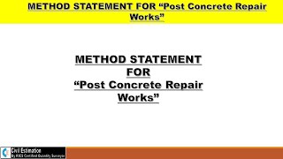 Method Statement Post Concrete Repair Works | English Profile