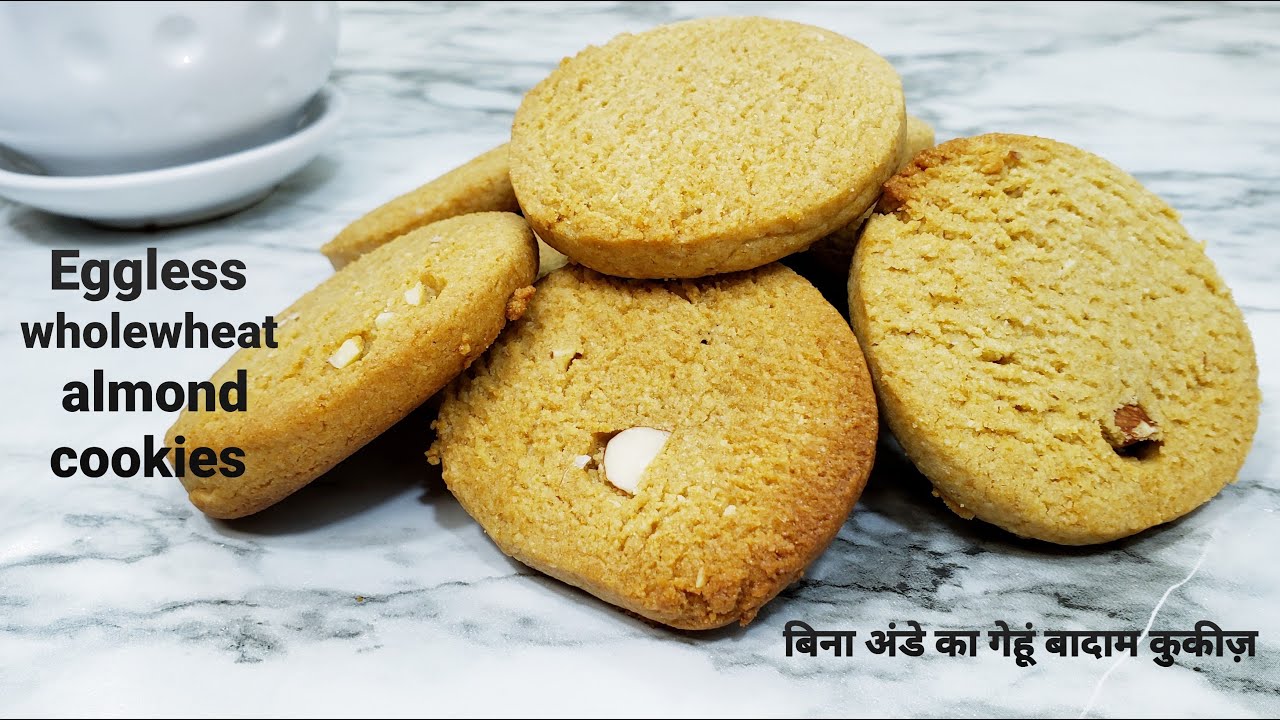 Whole Wheat Almonds Cookie Atta Biscuits Eggless cookies Almond