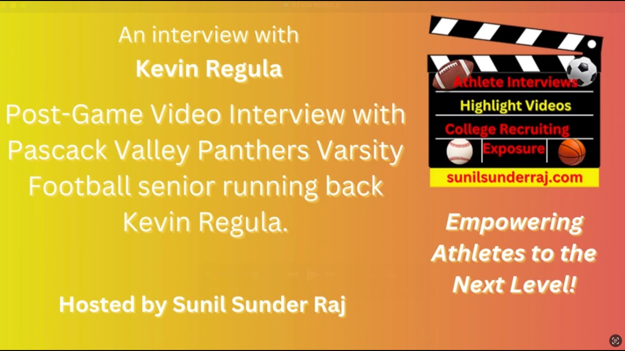 Sunil Sunder Raj Video Interview with Pascack Valley High School Football Player Kevin Regula.