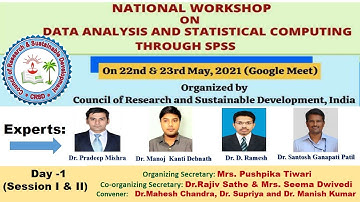 National Workshop on Data Analysis and Statistical Computing Through SPSS |Organized by CRSD| Day 1